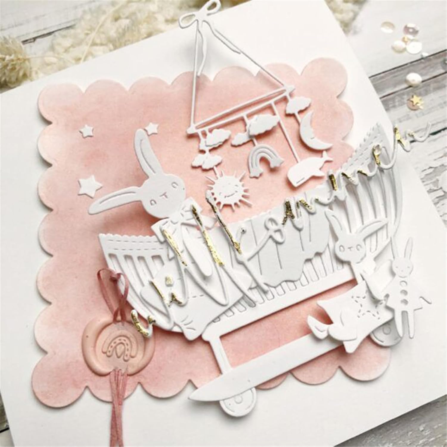 Cutting Dies Kit English Words Metal Stencils Scrapbooking Tools DIY Craft Carbon Steel Embossing Template for Paper Card Making Album Arts Crafts Supplies (English Greeting words-12.5x18cm)