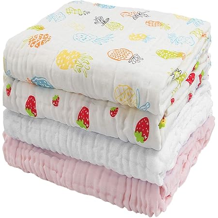 Amazon キロフライ ベビー バスタオル ガーゼタオル 赤ちゃん ６重ガーゼ 1 1cm 綿100 4枚セット 吸水速乾 柔らかく 保育園 出産祝い ピンク ホワイト パイン いちご ベビー用タオル ベビー マタニティ 通販