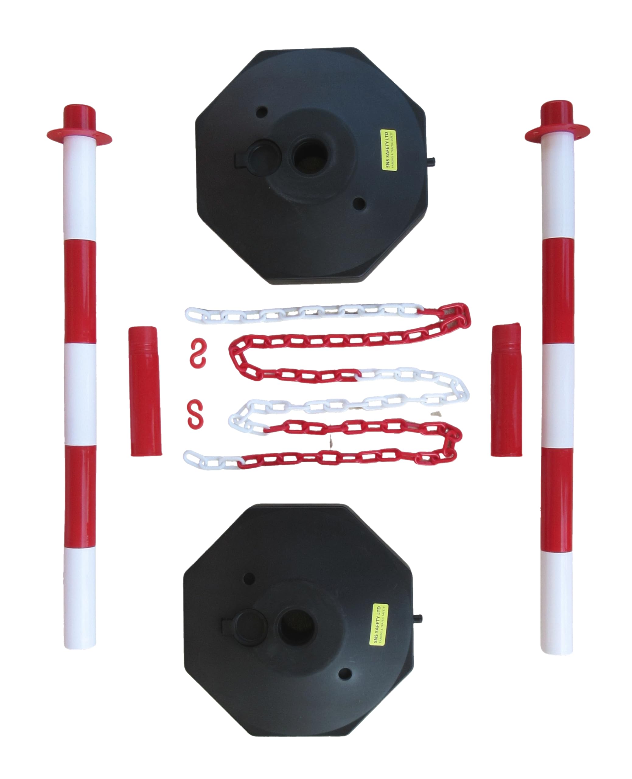 Coppia di Dissuasori di Plastica con Catena Plastica (Rosso Bianco, 3 m)