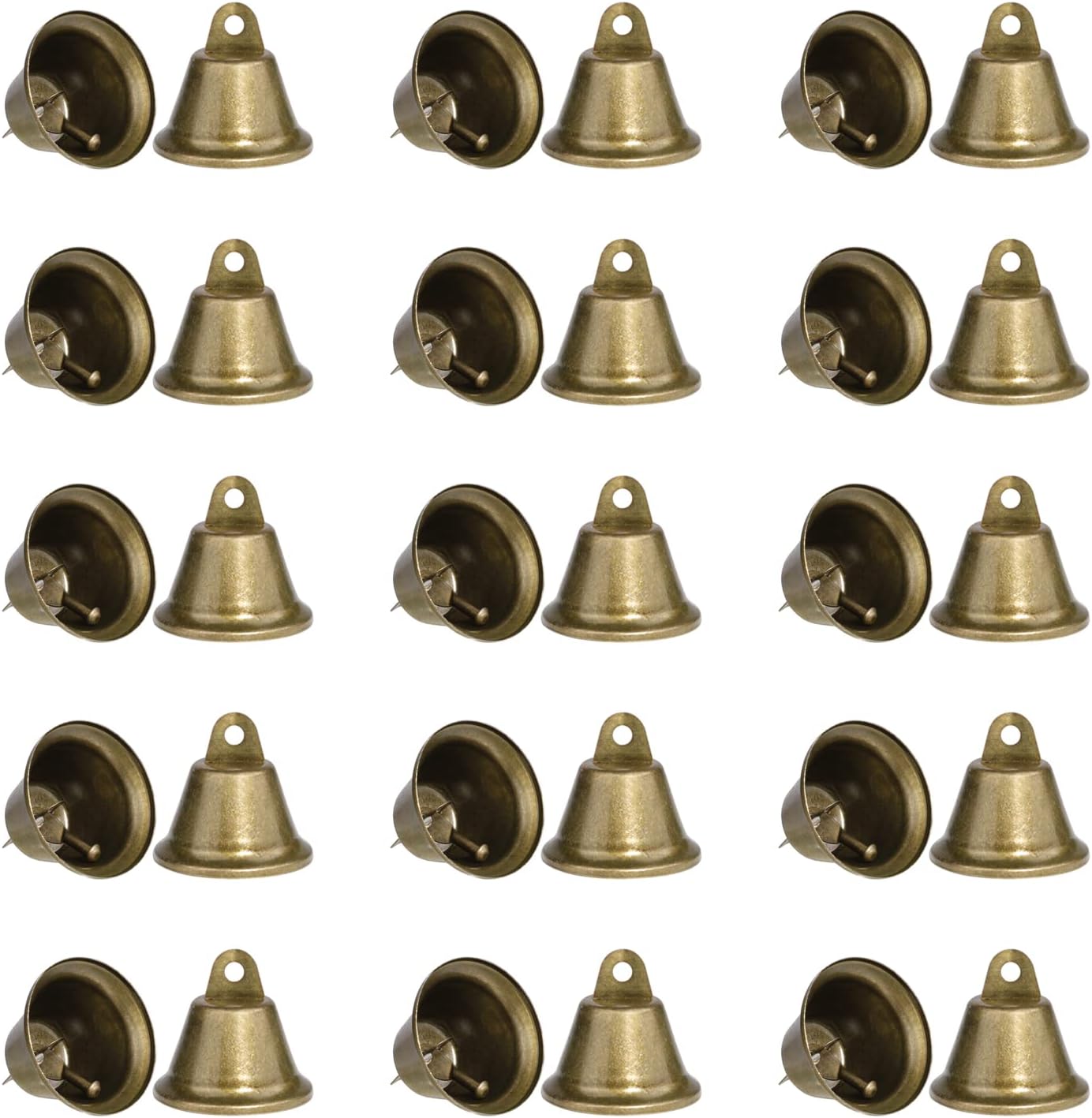 Bebester Vintage Bronze Jingle Bells, 30 Pcs Craft Bells with Silver Hanging Ring Bell for Dog Doorbell Training, Housebreaking, Making Wind Chimes,Christmas Bell, Wedding Decor DIY Favor