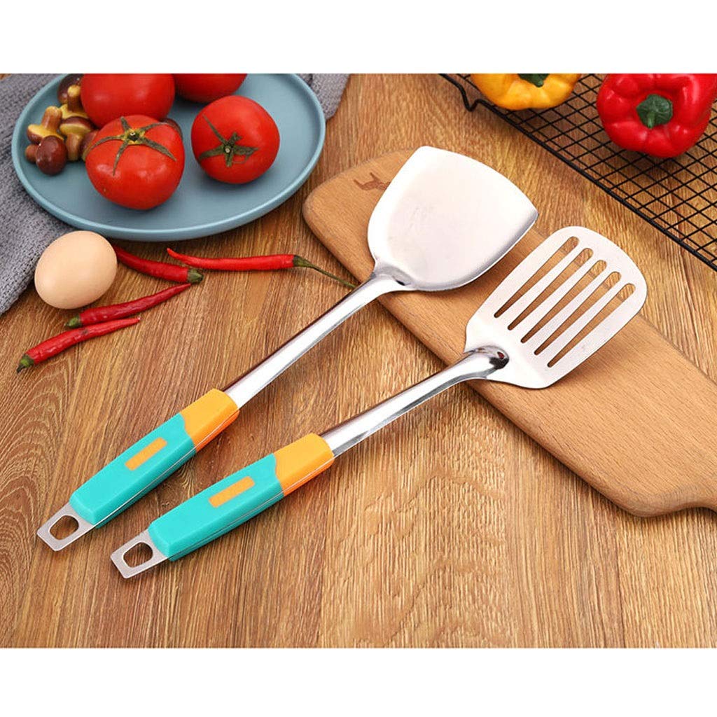 Juego de Utensilios de Cocina con espátula, Utensilios de Cocina de Acero Inoxidable, Juego de cucharas de Avena espesadas, Suministros de Cocina for el hogar, espátula de Cocina
