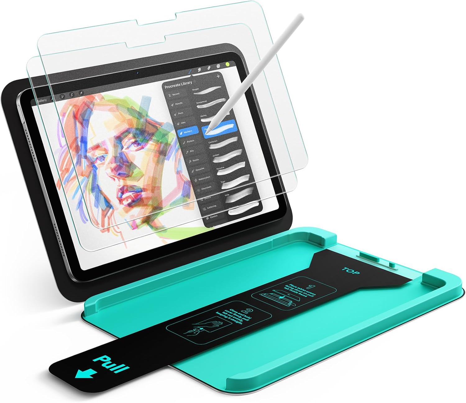 ESR 2 Pack Armorite Paper-Feel Screen Protectors for iPad Air 13 Inch (M4/M3/M2) 2026/2025/2024, Write and Draw Like on Paper, 9H Tempered Glass Film with Ultra Fit Tray, Apple Pencil Support
