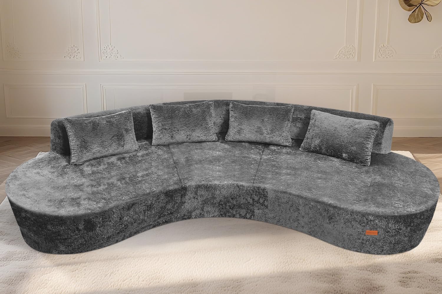 HABUTWAY 130'' Modular Sectional Sofa w with Memory Foam Filled, Modern Curved Sofa Deep Seat Cloud Couch with 4 Pillows, No Assembly Required, Oversized Couches for Living Room Apartment Office, Grey