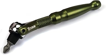 Titan Tools 11325 - Destornillador de microtrinquete de cabeza giratoria de 90 dientes, 1/4 pulgadas x 4 pulgadas, color verde