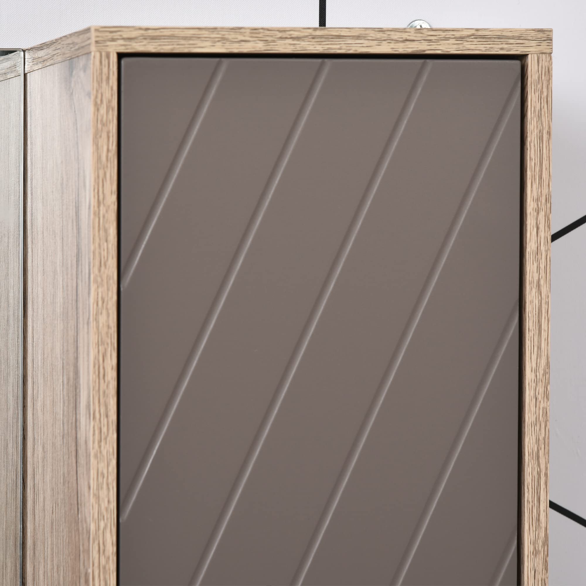 HOMCOM Ensemble de Meuble sous lavabo, Armoire avec Miroir et Meuble Colonne pour Salle de Bain en Bois chêne Clair Gris