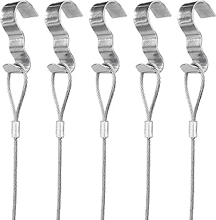 Picture Rail Hooks and Wire - 5 Pack - Picture Rail Hanging System - Silver Molding Hooks for Picture Hanging - Gallery Ha...