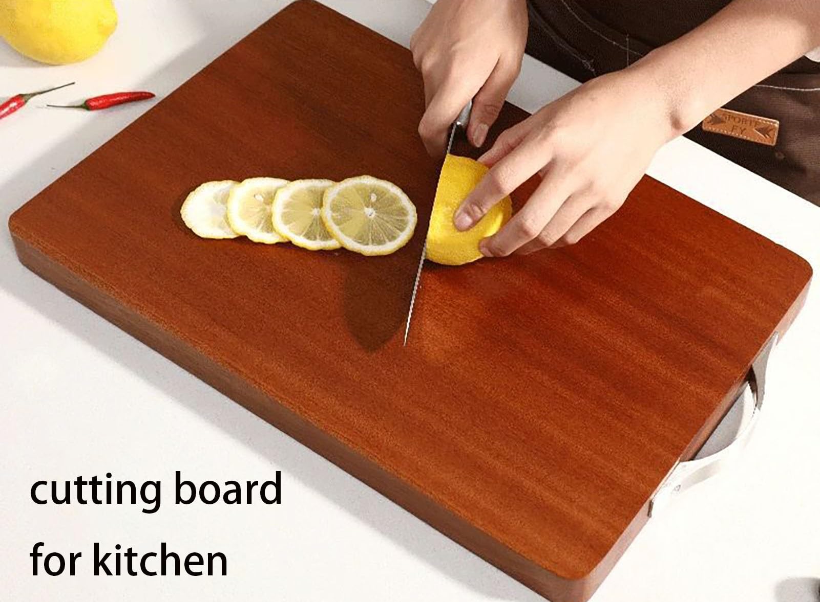 Tabla de cortar de madera de ébano con mango Tabla de cortar de doble cara for carnes y frutas 34 cm/13,4 pulgadas, 38 cm/15,0 pulgadas,Tabla de cortar(34cm/13.4in)