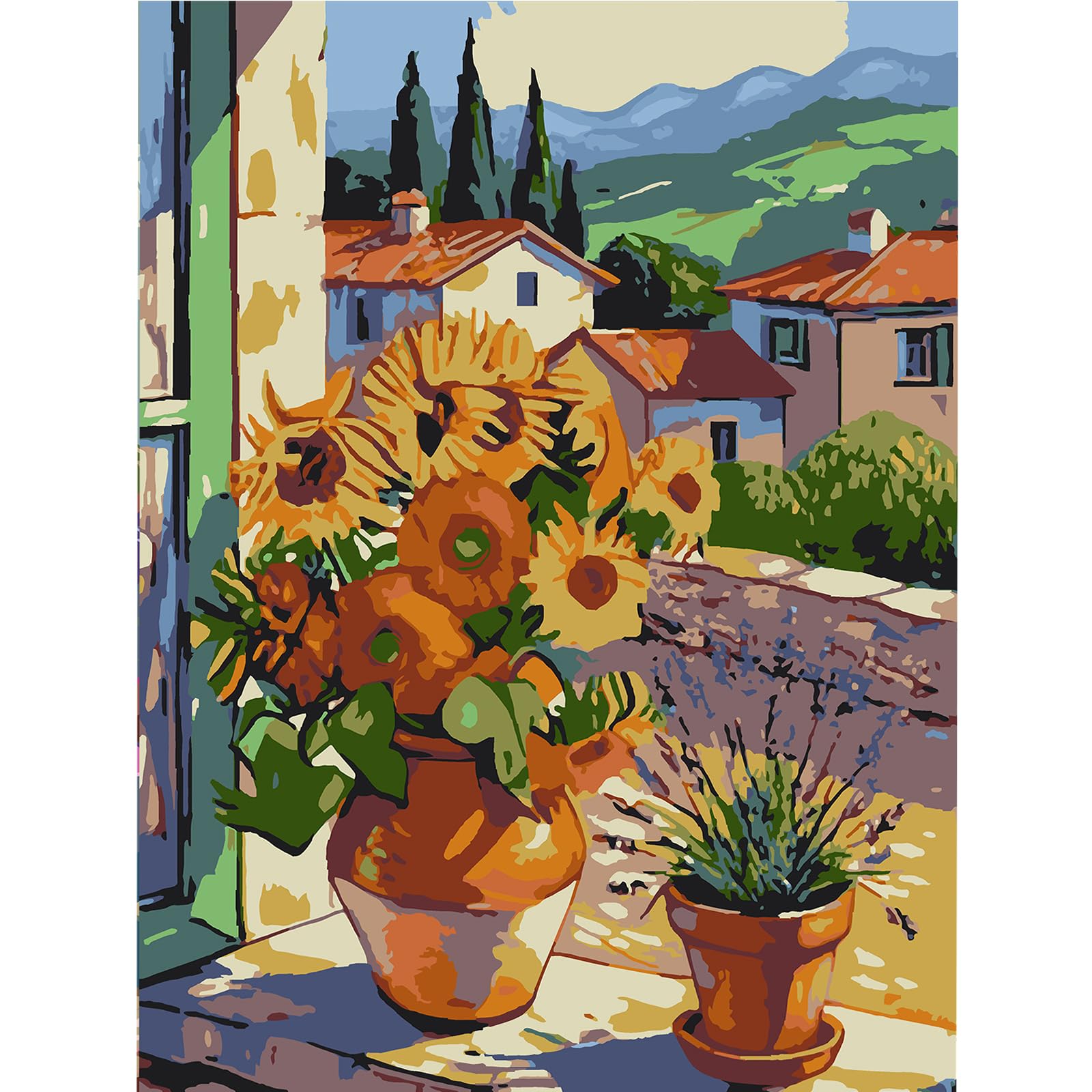 DIY Sunflower Paint by Numbers Kits Drawing Paintwork on Canvas 30x40cm with Frame Canvas Oil Painting Number Painting for Adults Wall Home Decor