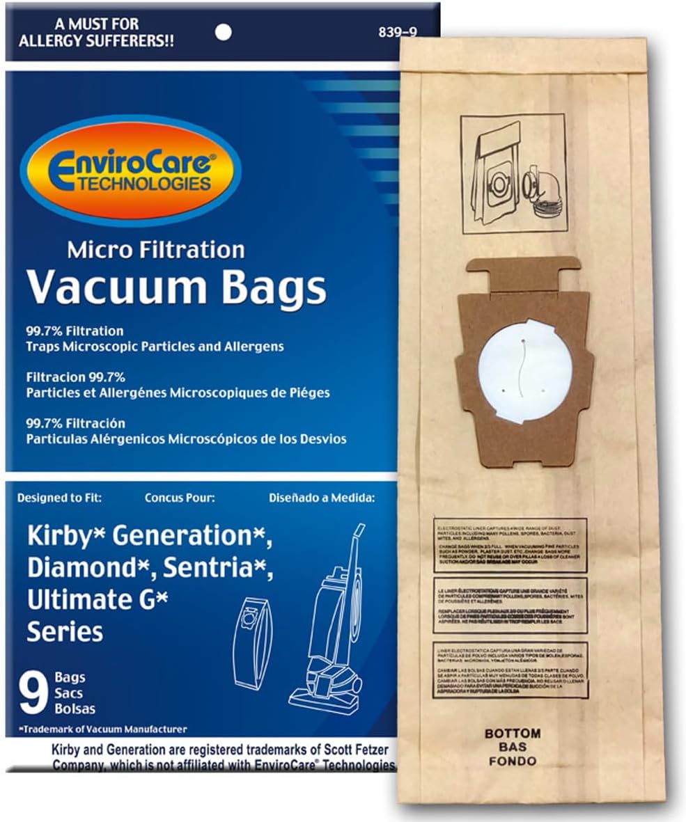 EnviroCare Replacement Micro Filtration Vacuum Cleaner Dust Bags for Kirby Generation 1,2,3,4,5,6 and Ultimate G 9 Pack