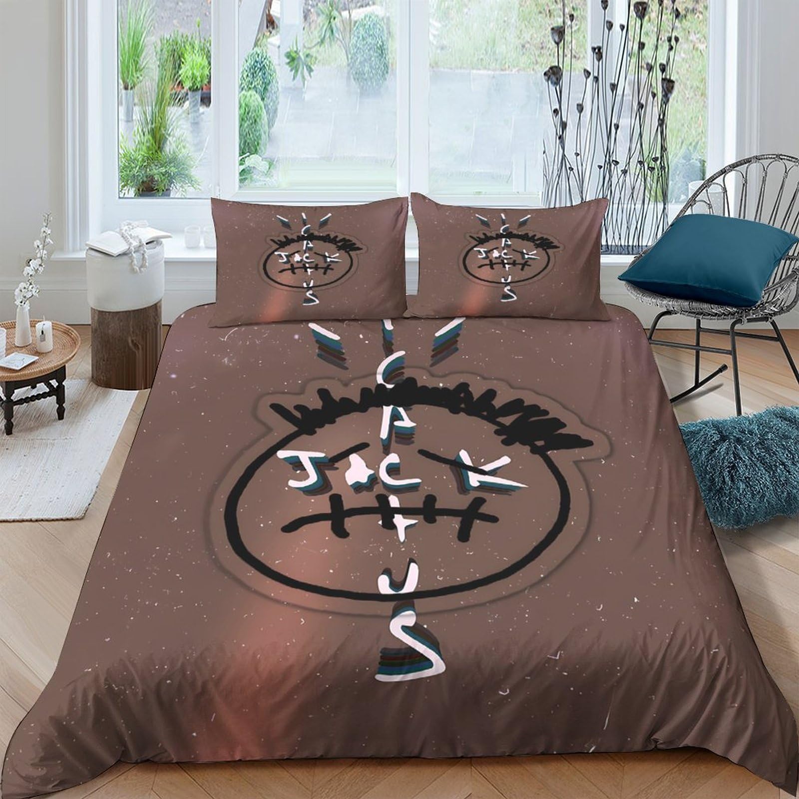 Ctjqhvkz Style-5 3D Printed Graffiti Face Fitted Sheet Microfiber Soft Brown Street Art Mattress Cover For Bedroom Dorm Decor Single（135X200cm）