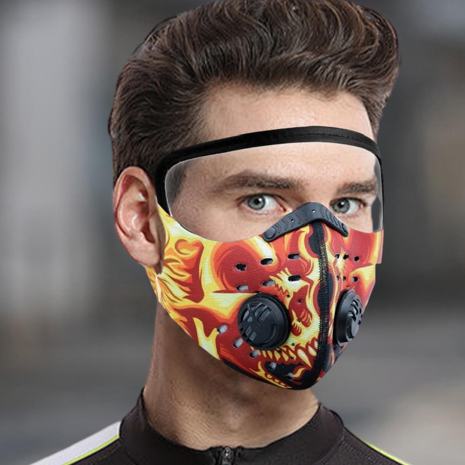 Masque de protection réutilisable avec valve d'air et bandeau amovible, technologie de filtre en maille, masque de sport anti-pollution pour moto, travail du bois