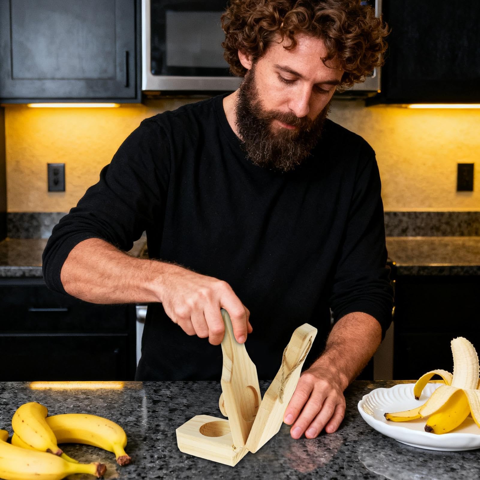 Prensador de Plátano Macho,Prensa Madera Para Tazas De Banana | Fabricante De Tazas De Chips De Banana,Para Cocina Parrilla Preparación De Alimentos Hogar Camping Fiesta Buffet Ensaladas