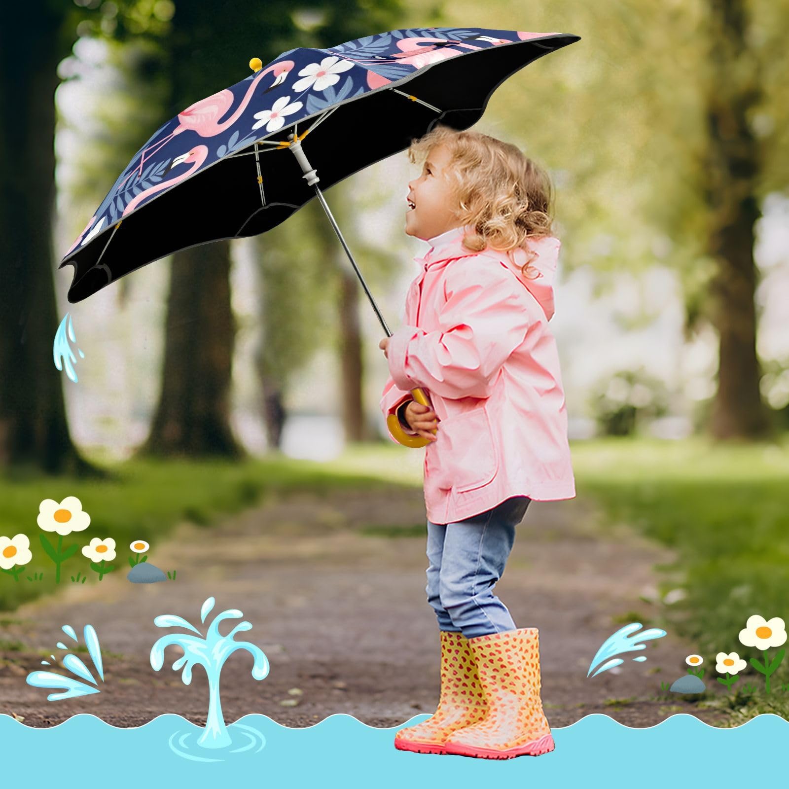 GuoChe Parapluie léger à poignée droite et cadre antirouille