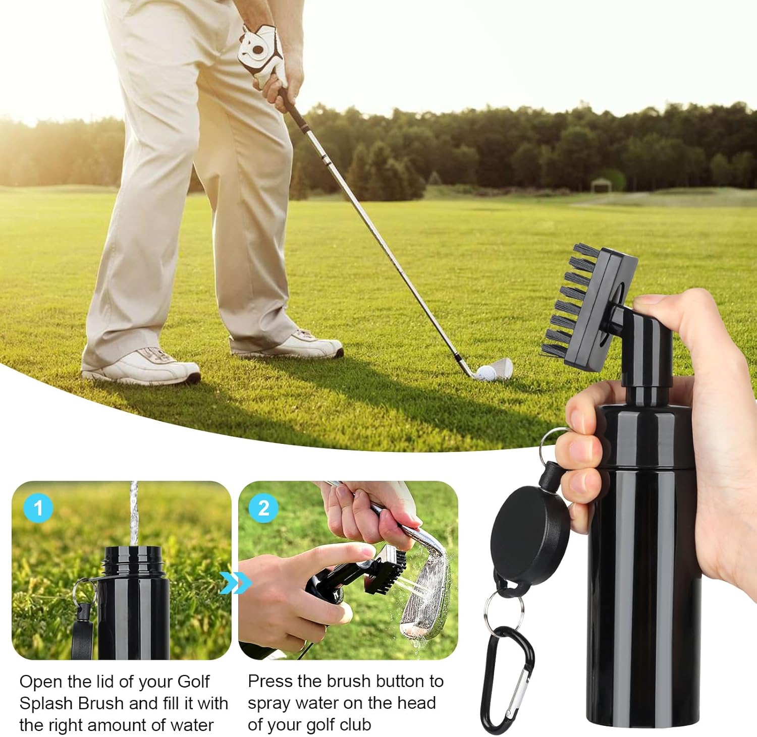 Golf Club Cleaning Kit with Golf Club Cleaner with Water Golf Towel Divot Repair Tool Groove Sharpener Golf Ball Alignment Kit Complete Golf Cleaning Kit Golf Accessories for Women Men - Image 2