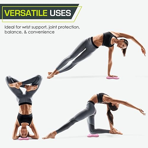 Miniatura 10 de ProsourceFit Juego de 2 rodilleras antideslizantes para yoga, pilates, meditación y estiramiento, accesorios de yoga para soporte de rodilla para