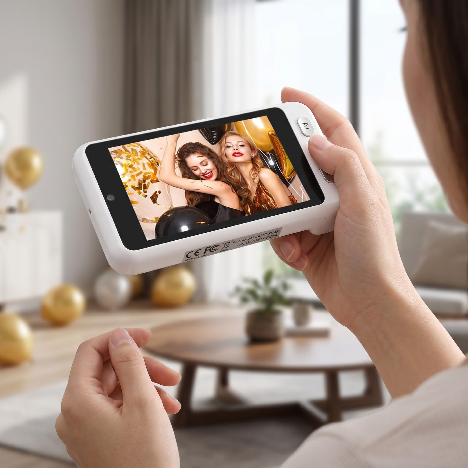 Sxhlseller Fotocamera Digitale AI con Messa a Fuoco Automatica da 13 MP, Touch Screen da 4 Pollici, Videocamere Fotografiche WiFi con Effetti AI, Schermo Selfie per i Viaggi