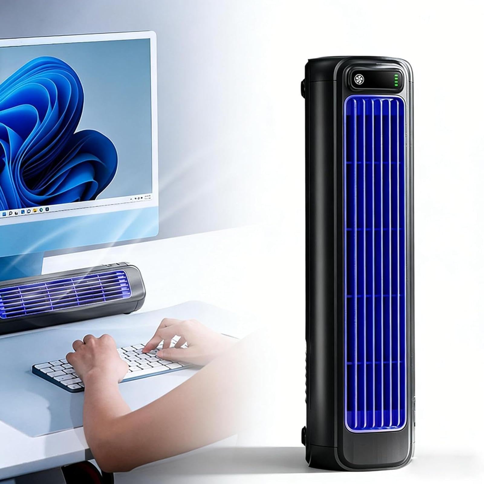 2026 New Portable Air Conditioner Cooling Fan With 3 Speeds & LED Touch Screen, No Drilling Wall Mounted AirCooler Quiet For Bedroom Office Home Kitchen
