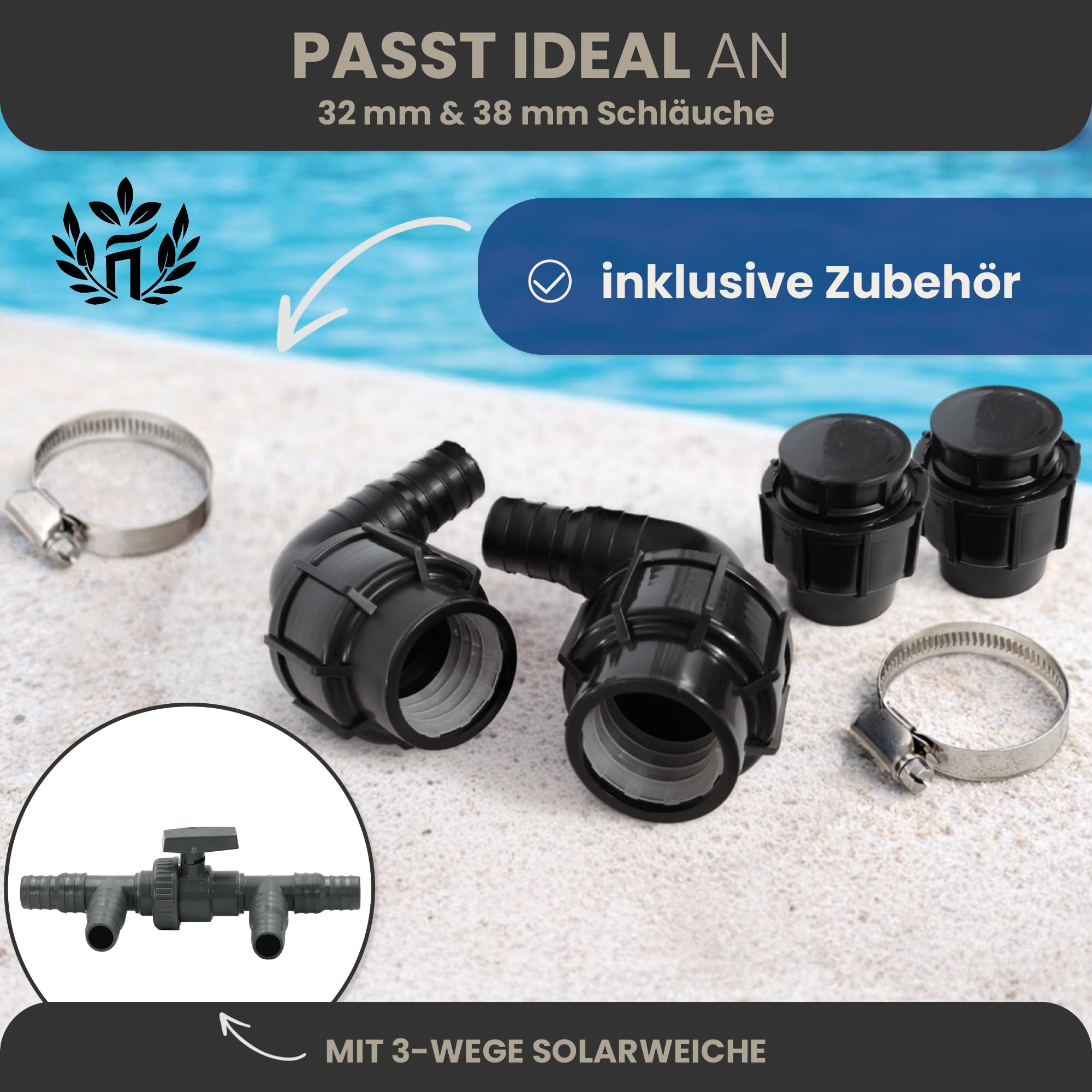 HAF – Kolektor solarny jako ogrzewanie basenu (1 x 300 x 60 cm) – energia słoneczna do basenu ogrodowego, mata grzewcza do podgrzewania 10 000 litrów wody przy użyciu energii słonecznej 6°C – idealne
