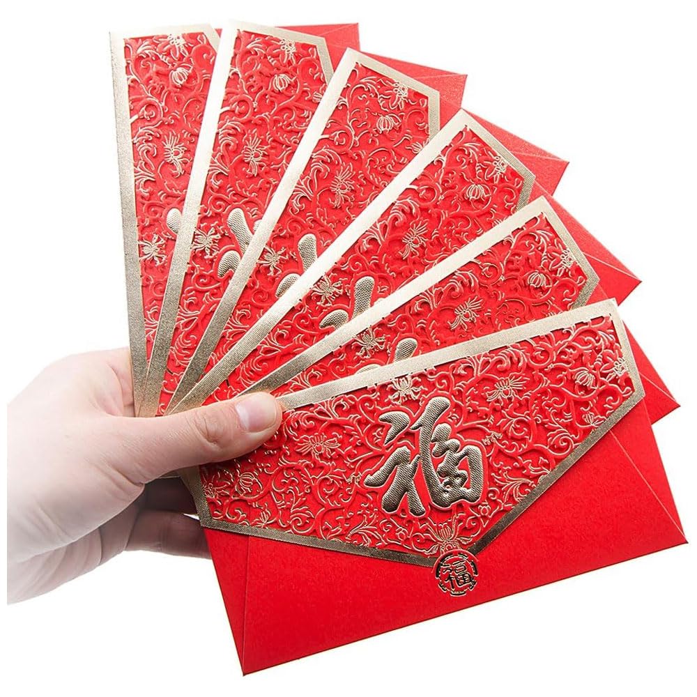 Chinese New Year Red Envelope, Spring Festival Hong Bao Card Envelopes, Dragon Year Lucky Money Envelopes, Chinese Red Gift Card Envelopes for 2024 New Year, Spring Festival, Wedding, Office,10 Pack