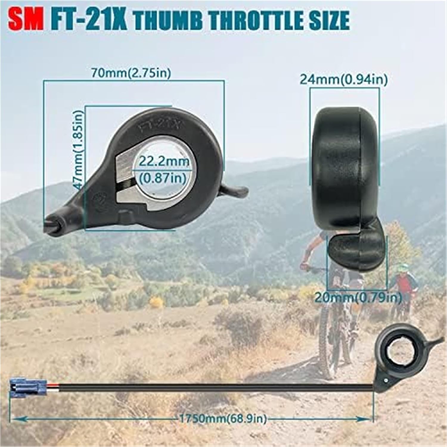 MKVAXR 電動自転車アクセサリー FT-21X サムスロットルバルブ 12V24V36V48V52V60V72V 3ピン SMプ