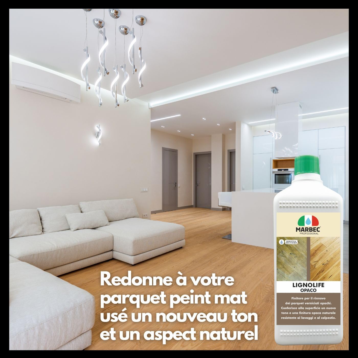 MARBEC LIGNOLIFE OPACO 5LTX4PCS Cire pour parquet peint mat usé et opaque. Il donne au bois nouvel éclat et nouvelle couleur, résistance au lavage et au piétinement.