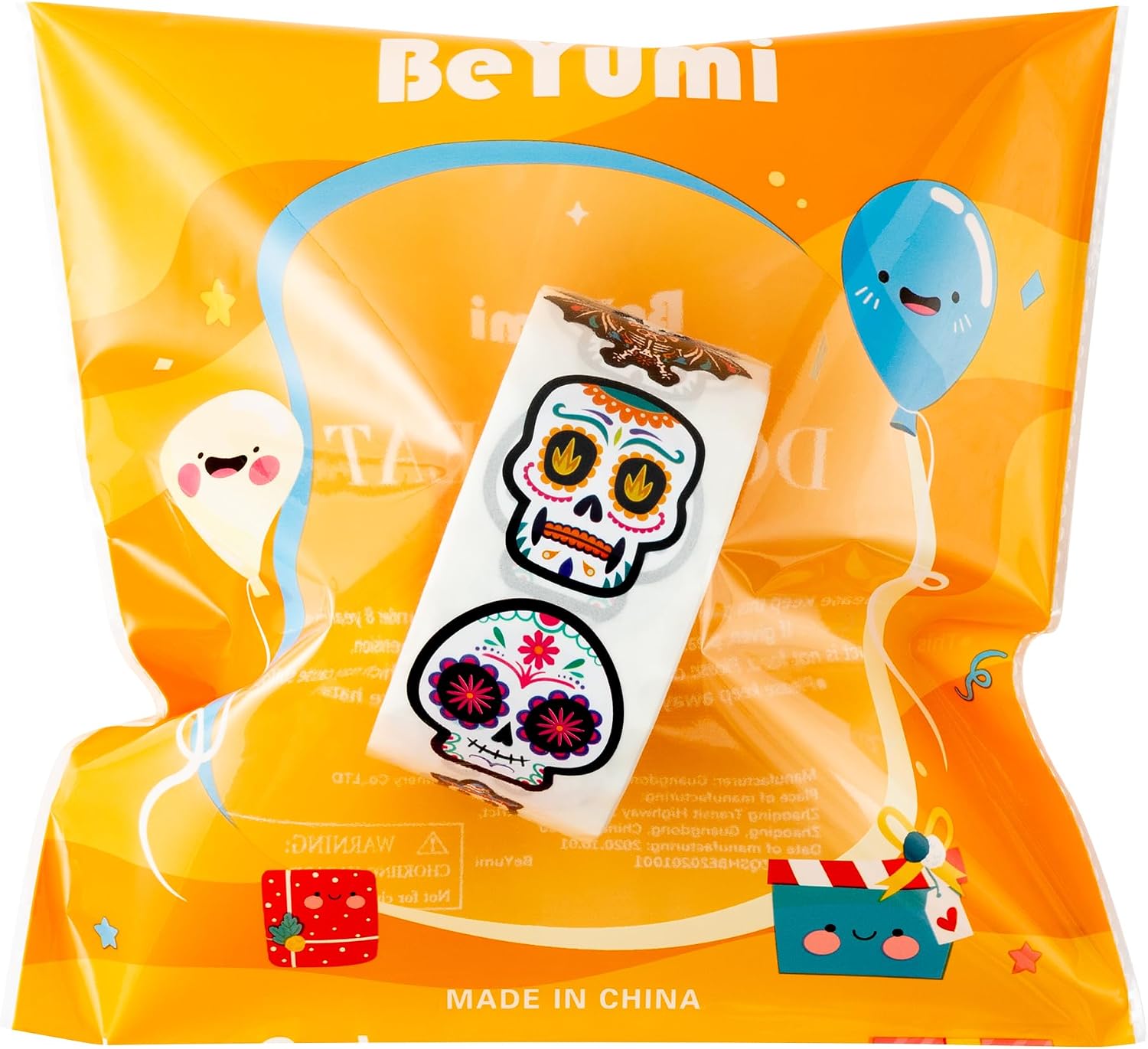BeYumi 1000Pcs Day of The Dead Stickers Dia de Los Muertos Colorful Sugar Skull Skeleton Cat Stickers Waterproof Halloween Mexican Fiesta Stickers Decals for Laptop Water Bottle Kids Party Supplies