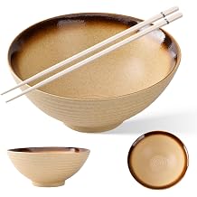 Japanese Ramen Bowl Chopsticks Set Soup Bowl Noodle Bowl Ceramic Bowl Brown