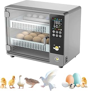 Couveuse Oeuf Automatique, Incubateur Oeuf Automatique pour 24 œufs, Retournement Automatique Des œufs et Humidification Automatique, Contrôle de la Température Ecran Tactile (Alimentation unique)