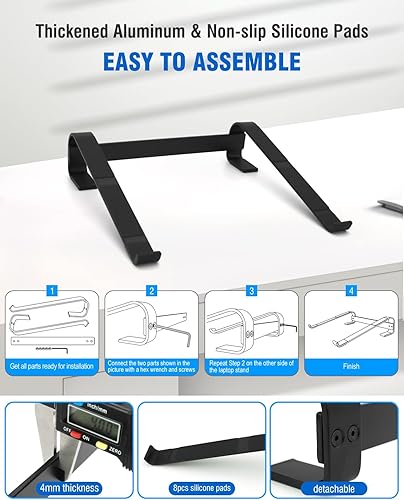 Miniatura 6 de Soporte ergonómico de aluminio para laptop, soporte robusto para MacBook, soporte para computadora compatible con MacBook Pro AirDellHP de 12, 13.3,