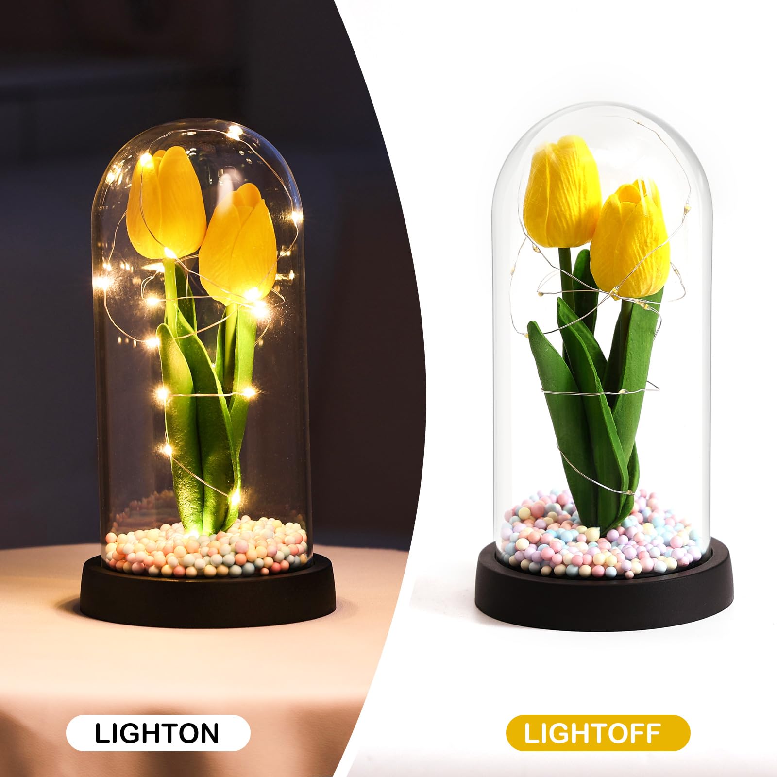 Fiore Artificiale Regalo di San Valentino per Donne, Idee Tulipani Regalo Donna, Romantico Kit di Tulipani Regalo Mamma Nonna, Regalo per Lei, Fiore Regalo Anniversario per Lei Idee Regalo Nascita