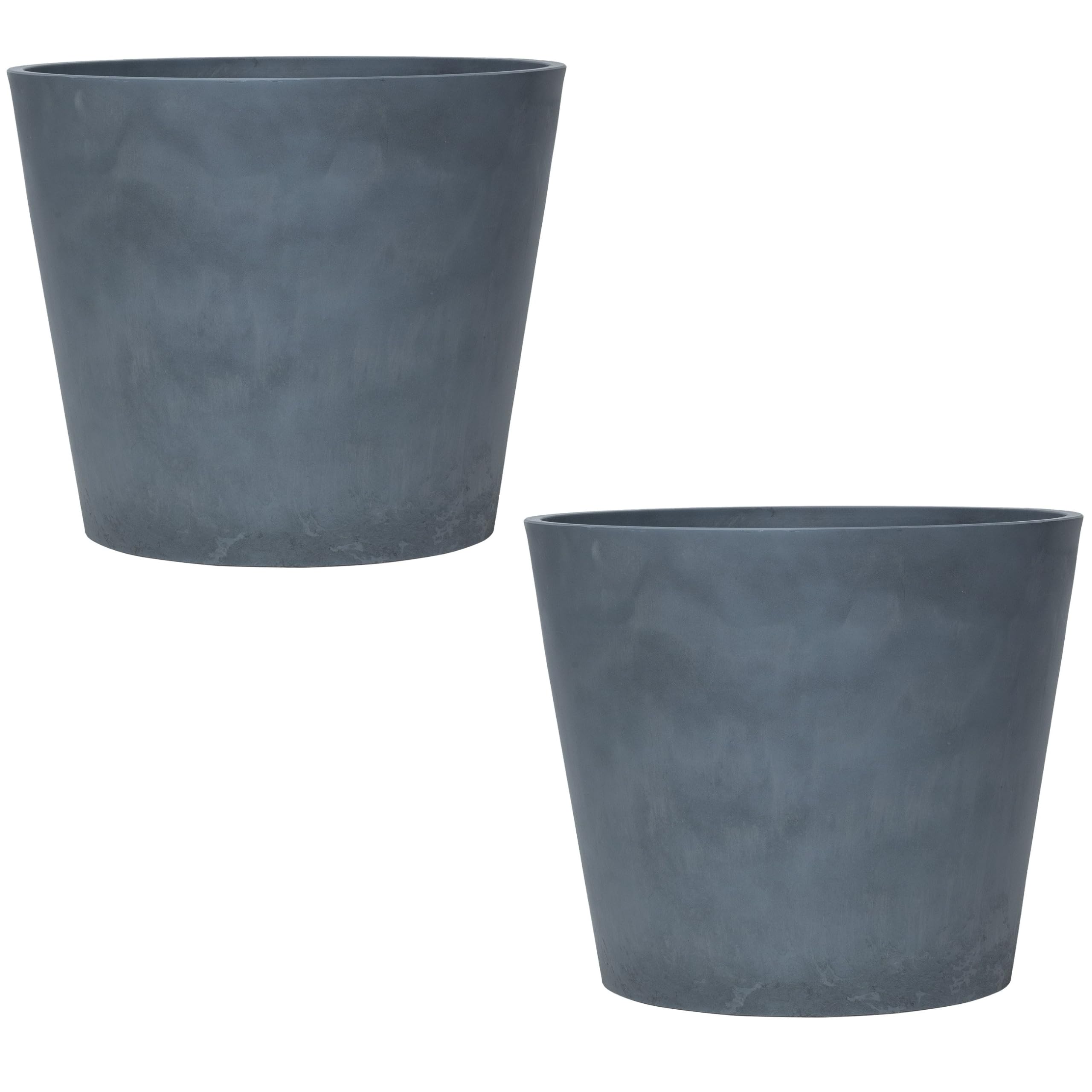 Garden Gear Large Dark Grey Stone Effect Planters Lightweight 1.3kg and Durable Flower Pots Indoor Outdoor Gardens 30.5cm Diameter x 25.5cm Height (2)