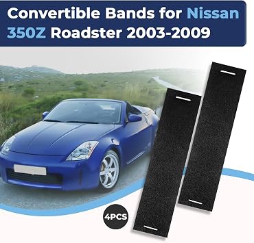 4 PCS 350Z Convertible Straps and 8 PCS Pins, Bands for Nissan 350Z 2003-2009, Upgraded Polyester and Latex Convertible Top Strap Replacement Kit for 350Z Accessories, Replace 97150-CE01B