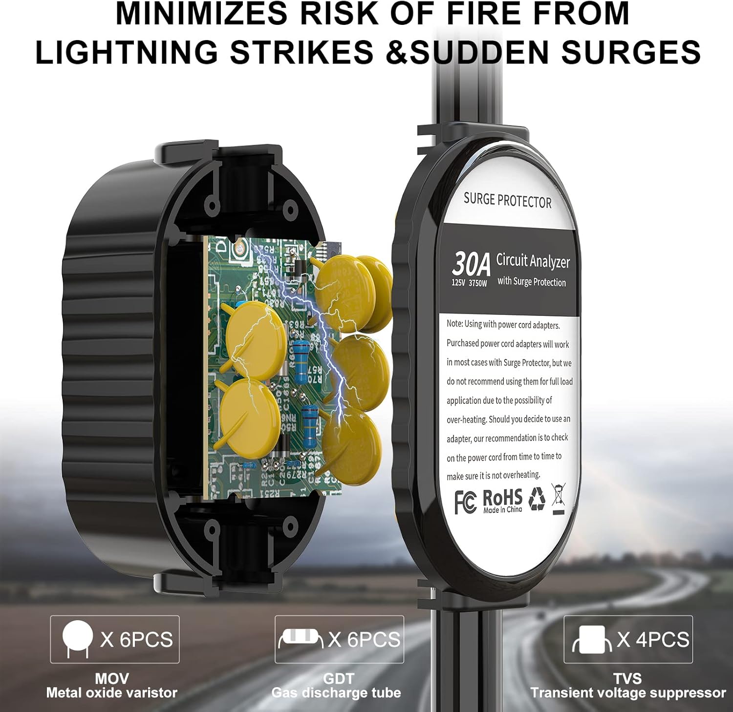 EyGde 50 Amp to 30 Amp RV Adapter+30 Amp to 50 Amp RV Adapter, 4200 Joules Electrical Power Adapter with Surge Protector, Circuit Analyzer Power Defend Guard with Handles for Camper Travel Trailer