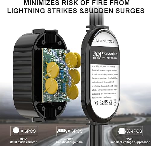 Miniatura 4 de EyGde Adaptador RV de 50 amperios a 30 amperios  protector de sobretensiones RV de 30 amperios analizador de circuitos protector de potencia para