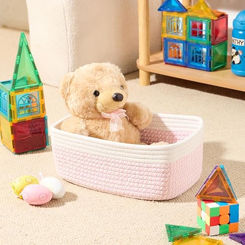 Vista 181 de Cestas de almacenamiento pequeñas para organizar Contenedores organizadores de armario Cesta de juguetes para estante Cestas de cuerda tejida