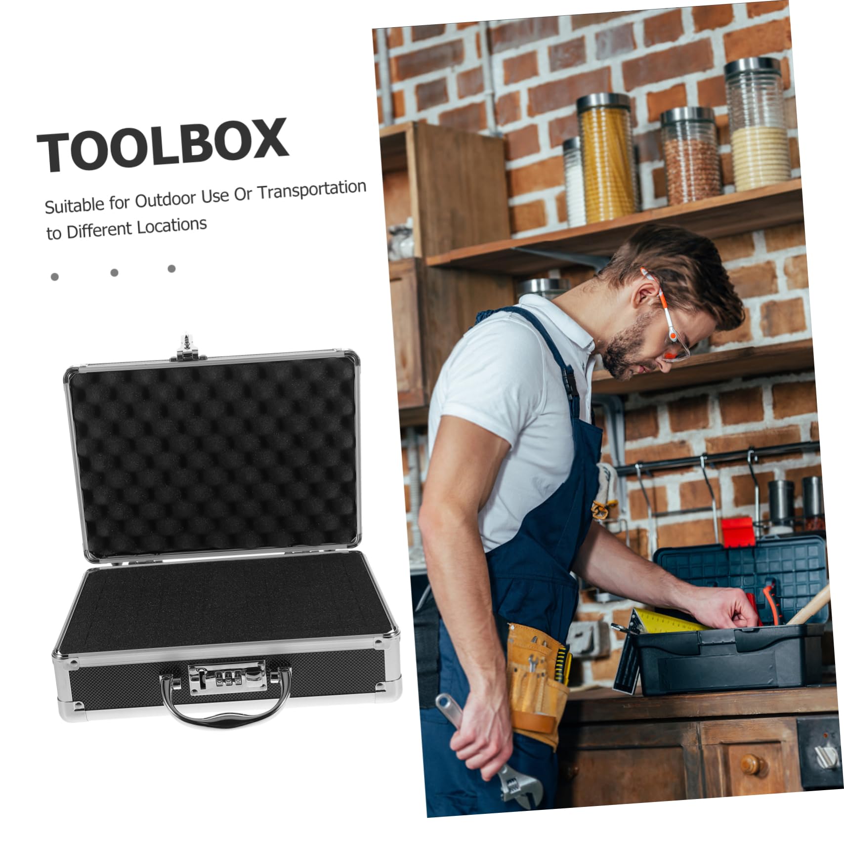 Toolbox Multifunzione in Lega di Alluminio Nera con Maniglia