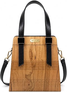 WUDN Wooden Purse for Women Real Wood & Vegan Leather Handbag, Crossbody & Shoulder Bag