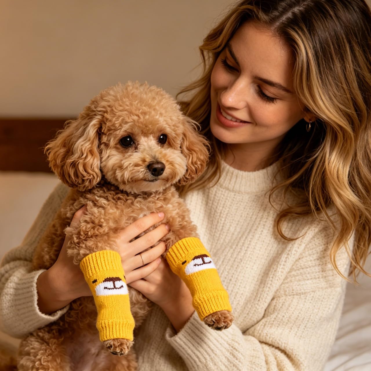 2 Sets of Dog Socks for Dogs Non-Slip Puppy Leg Covers 8 Pack Joint Protection Paw Socks for Small Pet Indoor Floor Protection