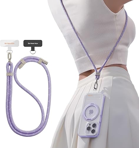 TORRAS Cordón cruzado para teléfono con 2 pestañas para teléfono, correa ajustable antirrobo para todos los teléfonos, hebillas de metal premium,