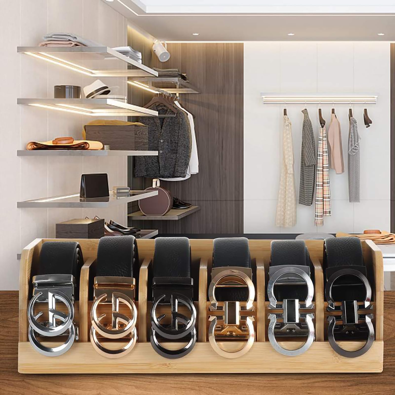 Organizzatore per cinture per armadio, supporto per riporre cinture | Custodia per display cintura a 6 ,Scatola per cintura