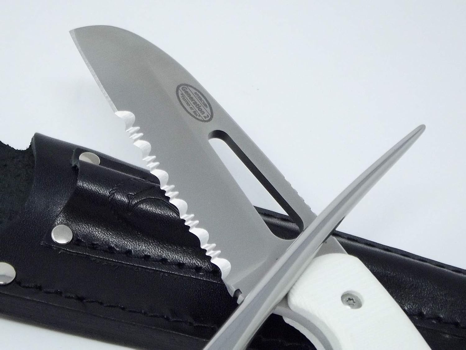 Professional Offshore System Fixed Blade Rigging Tool Generation 2 Knife and Marlinspike Sheath Fits Both Tools ⛵ G10 Clean White Handles 🤍