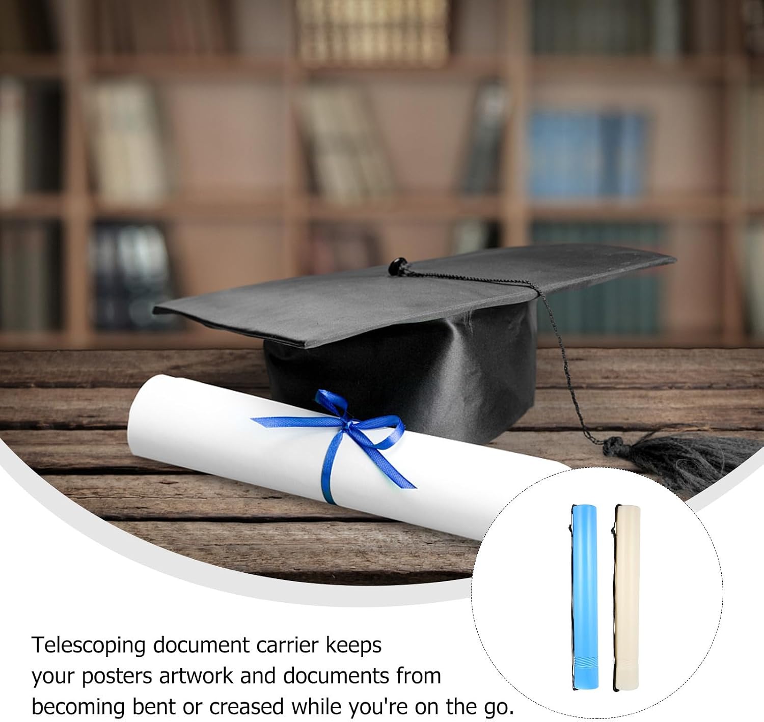 Amosfun Plastic Extendable Poster Tube for Document Storage 2pcs with Strap