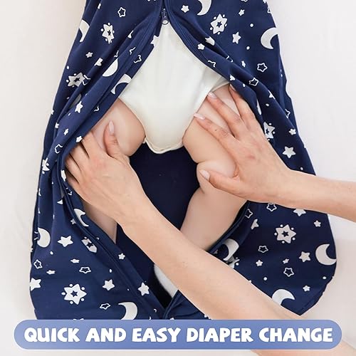 Miniatura 7 de Yoofoss Saco para dormir para bebé de 0 a 6 meses, TOG de 0.5, manta que se lleva puesta, cremallera bidireccional, tela de algodón 100 %, para niño