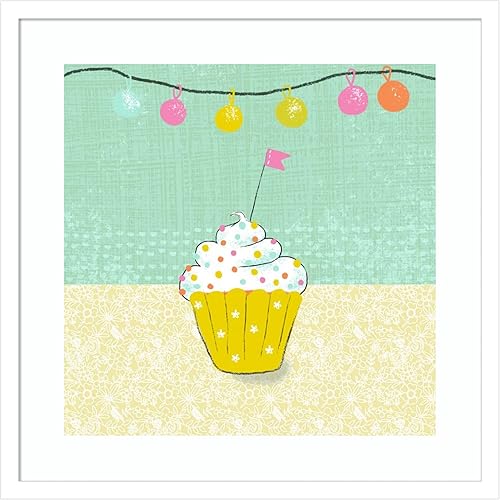Miniatura 13 de Amanti Art Framed Wall Art Print 28x28 Retro Birthday IV by Chariklia Zarris, Still Life Wall Art, Whimsical Decor, Medium Poster Painting Artwork