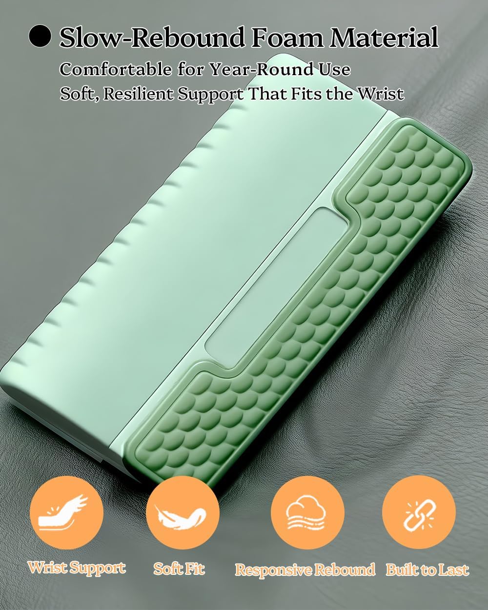 Wrist Rest for Computer Keyboard, 2 in 1 Keyboard Wrist Support Pad, Memory Foam Keyboard Riser Holder Lift Tray with Wrist Pad for Easy Typing for Office Desk, Home, School (Square Green)