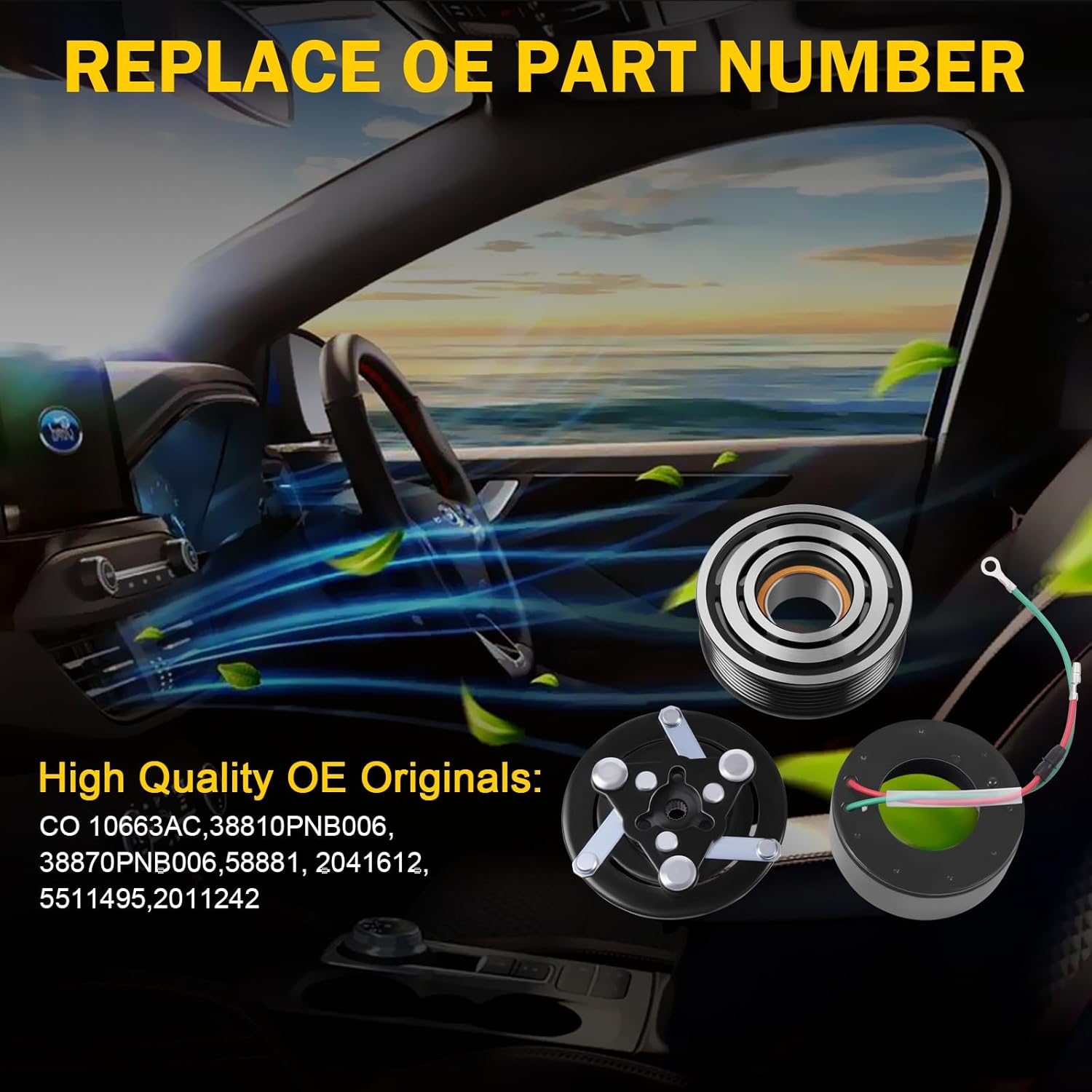 10663AC Air Conditioner Compressor Clutch Fit for 2002-2006 for Honda CR-V 2.4L