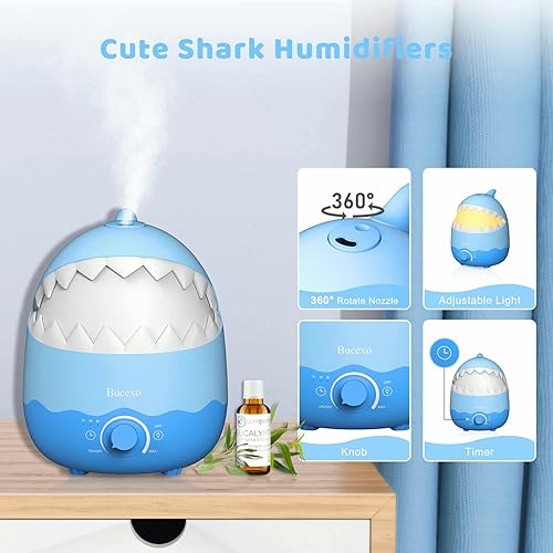 Miniatura 6 de Bucexo Humidificadores para dormitorio de bebés y niños - Humidificador ultrasónico de niebla fría de 16 L para guardería humidificador 3 en 1 con
