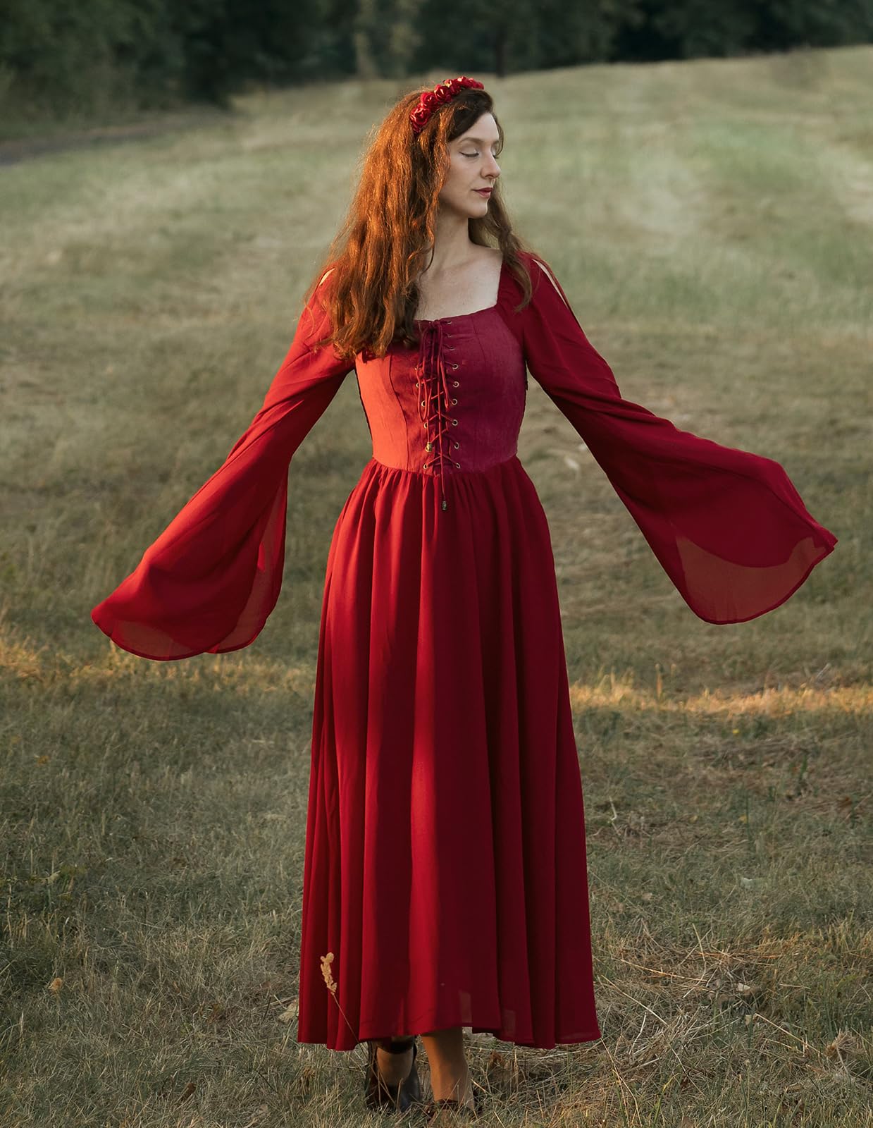 Scarlet Darkness - Costume da Pirata Rinascimentale Medievale da Donna, con
