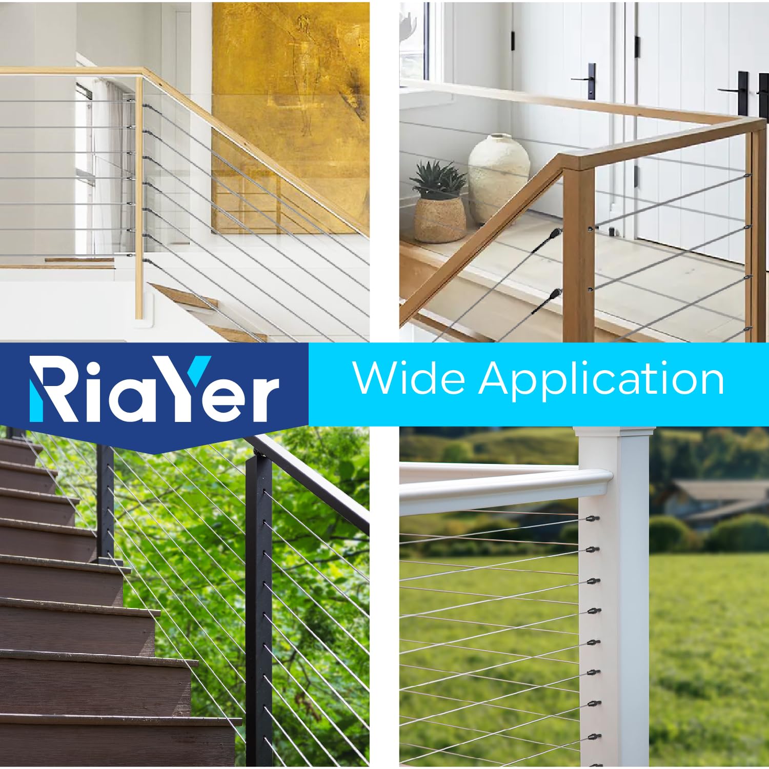 20 Pack Black Cable Railing Kit QuickLock,Invisible 180°Adjustable Right&Left Handed Thread Swage Lag Screws for Wood Post of 1/8" T316 Stainless Steel, Tool-Free Installation,HF015BA