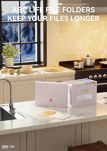 Miniatura 6 de ABC life Organizador de archivos de acordeón de 26 bolsillos, carpeta de archivos expandible, organizador mensual portátil de recibos de impuestos,